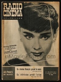 5s520 RADIO CINEMA TELEVISION French magazine April 4, 1954 great cover portrait of Audrey Hepburn!