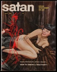 5s530 SATAN vol 1 no 2 magazine April 1957 sexy Bettie Page cover art, centerfold & article!