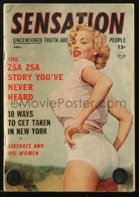 5s546 SENSATION digest magazine August 1954 sexy Eve Meyer, the Zsa Zsa story you've never heard!