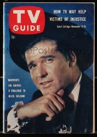 5s611 TV GUIDE magazine November 9, 1957 Maverick's Jim Garner, A Challenge to Allen, Sullivan!