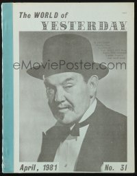 5s636 WORLD OF YESTERDAY magazine April 1981 great cover portrait of Sidney Toler as Charlie Chan!
