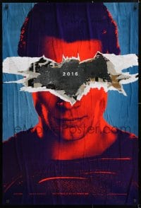 5t090 BATMAN V SUPERMAN teaser DS 1sh 2016 close up of Henry Cavill in title role under symbol!