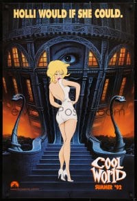5t209 COOL WORLD teaser 1sh 1992 cartoon art of Kim Basinger as Holli, she would if she could!