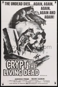5t219 CRYPT OF THE LIVING DEAD 1sh 1973 cool Smith horror art, the undead dies again and again!