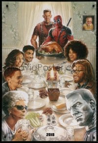 5t246 DEADPOOL 2 teaser DS 1sh 2018 wacky parody art of Norman Rockwell's Freedom from Want!