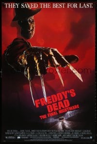 5t327 FREDDY'S DEAD 1sh 1991 great art of Robert Englund as Freddy Krueger!