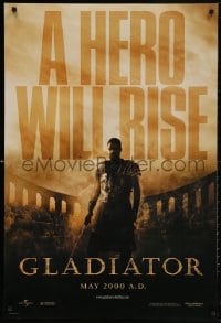 5t346 GLADIATOR teaser DS 1sh 2000 a hero will rise, Russell Crowe, directed by Ridley Scott!