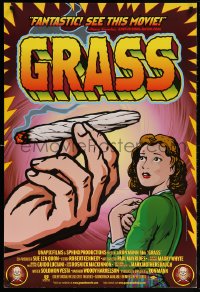 5t363 GRASS DS 1sh 1999 history of marijuana in the U.S., Harrelson, great pseudo-retro drug artwork