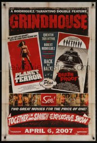 5t379 GRINDHOUSE advance DS 1sh 2007 Rodriguez & Quentin Tarantino, Planet Terror & Death Proof!