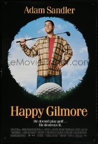 5t391 HAPPY GILMORE 1sh 1996 image of Adam Sandler, he doesn't play, he destroys golf!