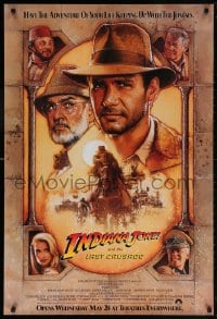 5t446 INDIANA JONES & THE LAST CRUSADE int'l advance 1sh 1989 art of Ford & Connery by Drew!