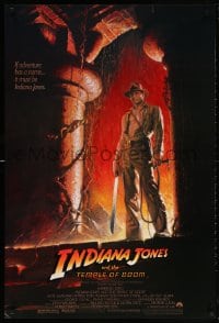5t447 INDIANA JONES & THE TEMPLE OF DOOM 1sh 1984 art of Harrison Ford by Bruce Wolfe, no borders!