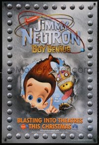 5t472 JIMMY NEUTRON BOY GENIUS teaser DS 1sh 2001 Nickelodeon sci-fi cartoon, great image!