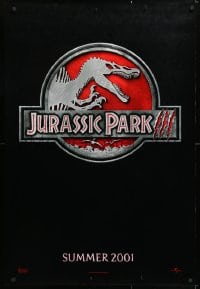 5t476 JURASSIC PARK 3 teaser DS 1sh 2001 Sam Neill, Macy, classic-style red logo with Spinosaurus!
