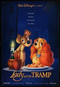 5t505 LADY & THE TRAMP int'l DS 1sh R1997 Walt Disney romantic canine dog classic, spaghetti scene!