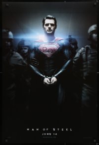 5t559 MAN OF STEEL teaser DS 1sh 2013 Henry Cavill in the title role as Superman handcuffed!