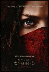 5t590 MORTAL ENGINES teaser DS 1sh 2018 some scars never heal, close-up of masked Hera Hilmar!