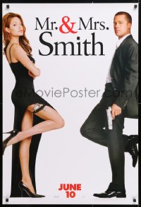 5t596 MR. & MRS. SMITH teaser 1sh 2005 June 10 style, assassins Brad Pitt & sexy Angelina Jolie!