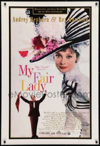 5t602 MY FAIR LADY 1sh R1994 great close-up image of Audrey Hepburn, Rex Harrison!
