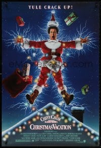 5t612 NATIONAL LAMPOON'S CHRISTMAS VACATION DS 1sh 1989 Consani art of Chevy Chase, yule crack up!