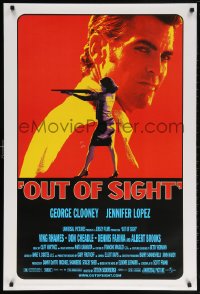 5t640 OUT OF SIGHT DS 1sh 1998 Steven Soderbergh, cool image of George Clooney, Jennifer Lopez!