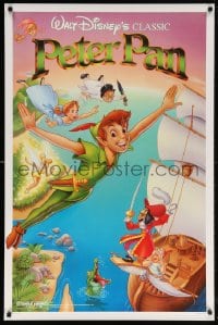 5t655 PETER PAN 1sh R1989 Walt Disney animated cartoon fantasy classic, great flying art!