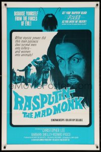 5t701 RASPUTIN THE MAD MONK int'l 1sh 1966 close up of crazed Christopher Lee, wacky beard offer!