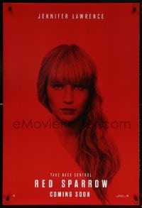 5t706 RED SPARROW int'l teaser DS 1sh 2018 portrait of Jennifer Lawrence over red background!