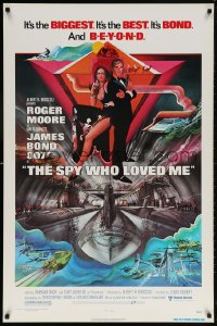 5t819 SPY WHO LOVED ME 1sh 1977 great art of Roger Moore as James Bond by Bob Peak!