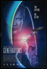 5t834 STAR TREK: GENERATIONS int'l advance DS 1sh 1994 Stewart and Shatner - two captains!