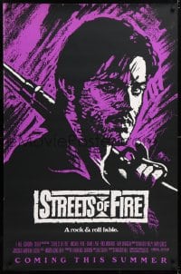 5t849 STREETS OF FIRE advance 1sh 1984 Walter Hill, Riehm purple dayglo art, a rock & roll fable!