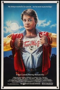 5t869 TEEN WOLF 1sh 1985 great artwork of teenage werewolf Michael J. Fox by L. Cowell!