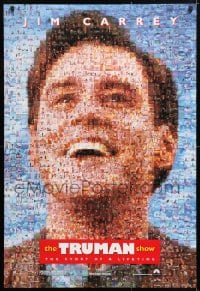 5t920 TRUMAN SHOW teaser DS 1sh 1998 really cool mosaic art of Jim Carrey, Peter Weir