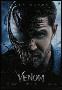 5t945 VENOM teaser DS 1sh 2018 Marvel, great image of Tom Hardy in the title role transforming!