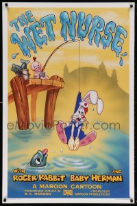 5t961 WET NURSE Kilian 1sh 1988 Baby Herman goes fishing w/Roger Rabbit as the bait!
