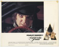 5w334 CLOCKWORK ORANGE English LC 1972 Stanley Kubrick classic, c/u of McDowell driving car!