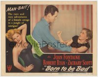 5w294 BORN TO BE BAD LC #3 1950 Joan Fontaine struggles to get away from Robert Ryan!