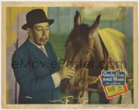 5w323 CHARLIE CHAN AT THE RACE TRACK LC 1936 great close up of detective Warner Oland w/race horse!