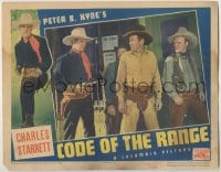 5w335 CODE OF THE RANGE LC 1936 Charles Starrett holds bad guys at gunpoint by reward posters!