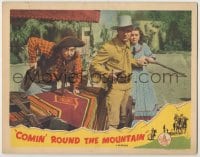 5w338 COMIN' ROUND THE MOUNTAIN LC R1940s Gene Autry & Smiley Burnette draw guns by Ann Rutherford!