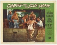 5w348 CREATURE FROM THE BLACK LAGOON LC #2 1954 sexy Julia Adams in swimsuit helped into boat!