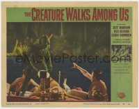 5w349 CREATURE WALKS AMONG US LC #2 1956 great close up of the monster on boat attacking top cast!