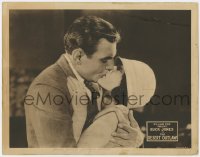 5w369 DESERT OUTLAW LC 1924 best romantic close up of Buck Jones kissing pretty Evelyn Brent!