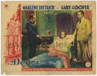 5w371 DESIRE LC 1936 sexy Marlene Dietrich on chaise lounge between John Halliday & Akim Tamiroff!