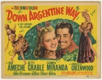 5w056 DOWN ARGENTINE WAY TC 1950 Don Ameche, sexy Betty Grable & Carmen Miranda, rare!