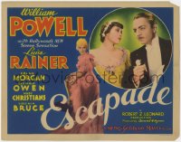 5w060 ESCAPADE TC 1935 great image of William Powell, Luise Rainer & Virginia Bruce, very rare!