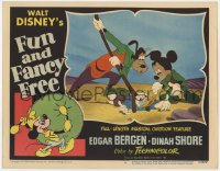 5w452 FUN & FANCY FREE LC #4 1947 Mickey & Goofy try to help Donald on ground, Walt Disney cartoon!