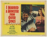 5w505 I MARRIED A MONSTER FROM OUTER SPACE LC #6 1958 Gloria Talbott watches Tom Tryon from window!