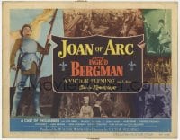 5w097 JOAN OF ARC TC 1948 Ingrid Bergman & Ward Bond in full armor & Bergman on horse with sword!