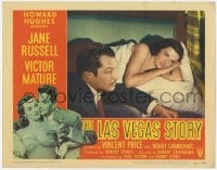 5w548 LAS VEGAS STORY LC #4 1952 c/u of Vincent Price by sexy naked Jane Russell under sheet!